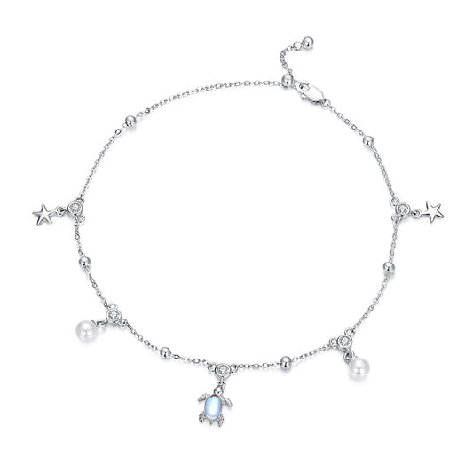 925 Sterling Silver Sea Turtle Fashion Anklet