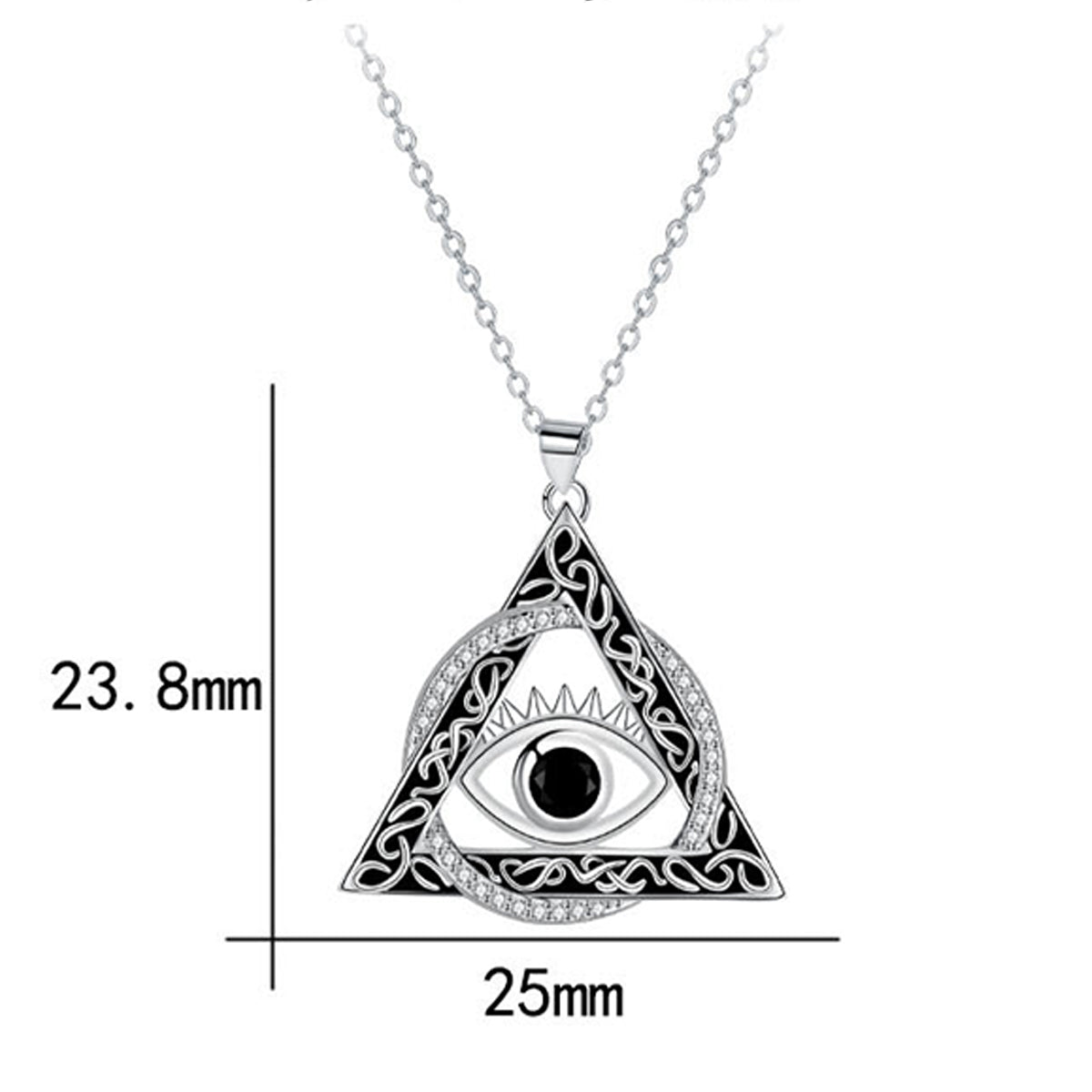 Copper With Silver Plated Evil Eye Pendant Necklace