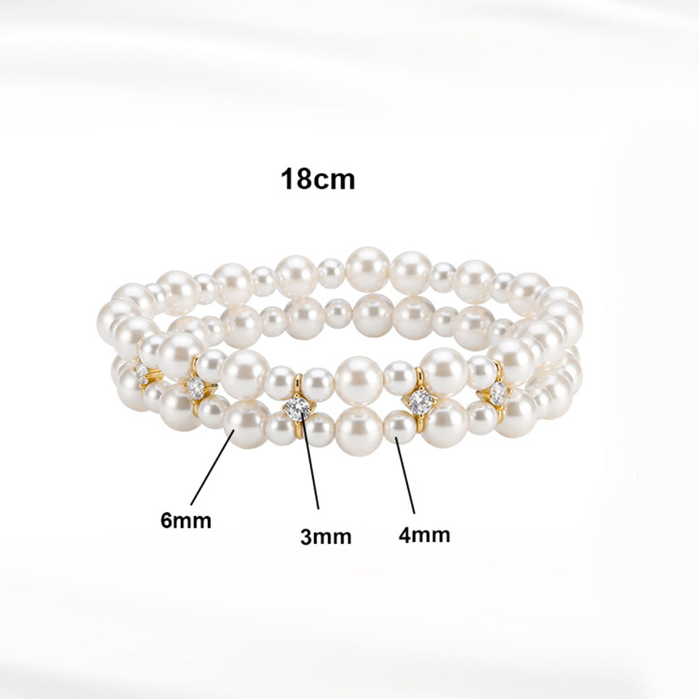 S925 Sterling Silver Triple Strand Grey Pearl Bracelet, Smooth Round Grey Pearls with Muted Metallic Lustre and Zircon Accents