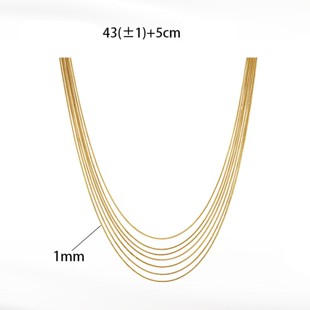 Stainless Steel Multi Layer Snake Chain Necklace, Six Strands Dainty Flat Snake Chain Minimalist Layering Necklace