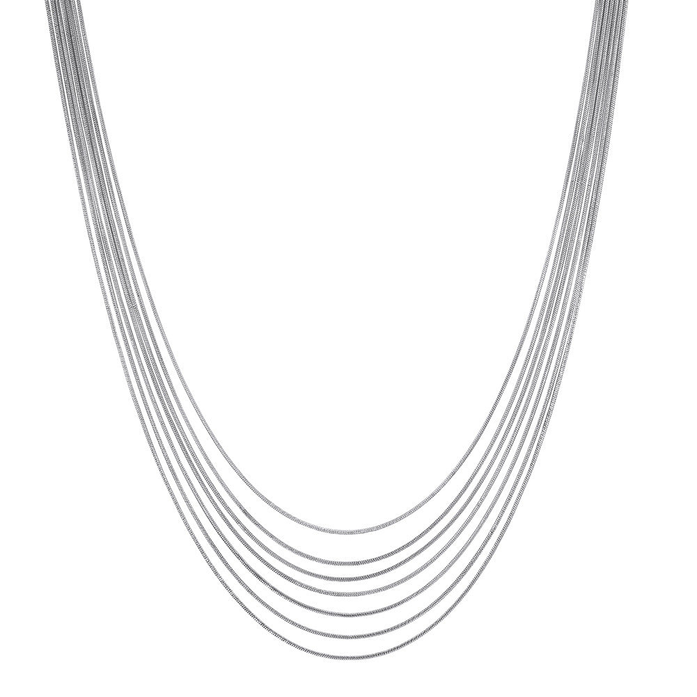 Stainless Steel Multi Layer Snake Chain Necklace, Six Strands Dainty Flat Snake Chain Minimalist Layering Necklace
