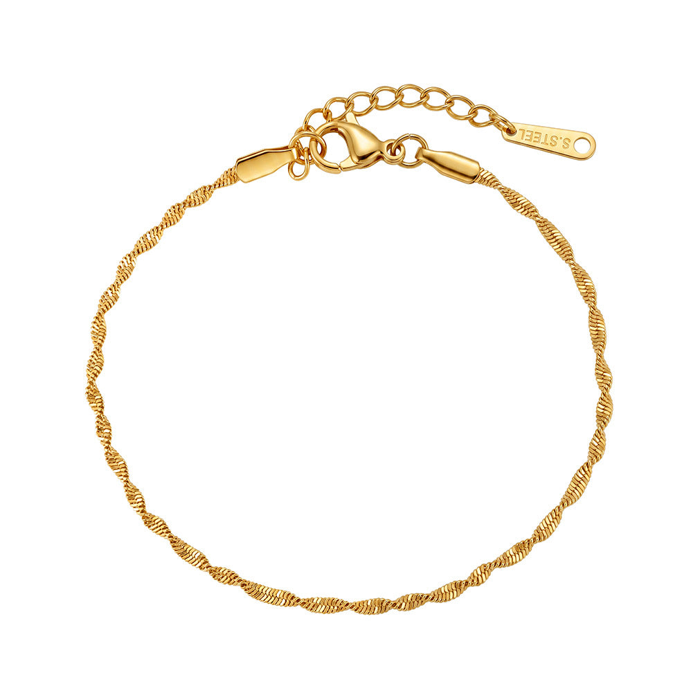 Stainless Steel Twisted Rope Chain Bracelet, Simple Shiny Adjustable Twist Chain Bracelet