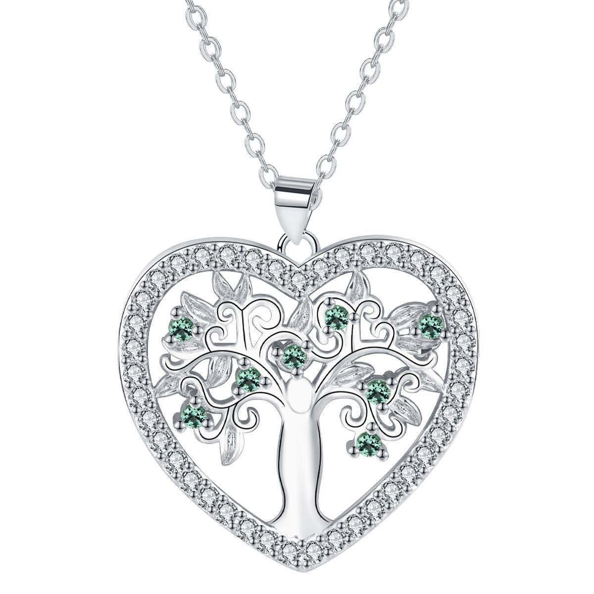 Copper With Silver Plated Heart Tree of Life Pendant Necklace