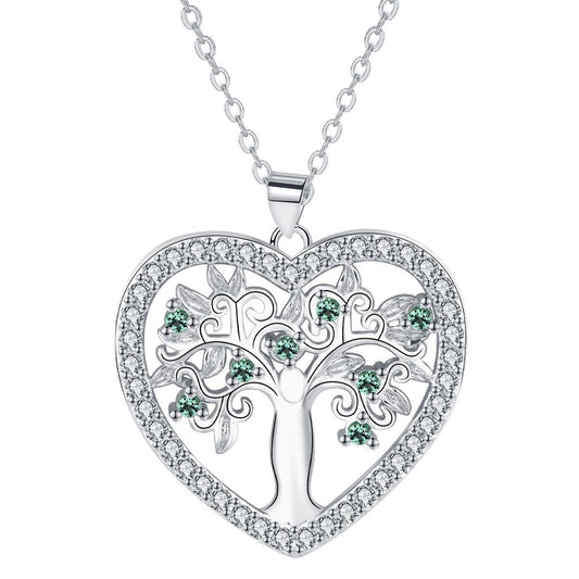 Copper With Silver Plated Heart Tree of Life Pendant Necklace