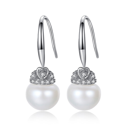 925 Sterling Silver Natural Pearl Drop Earrings Fashion Jewelry Gift for Women Girls