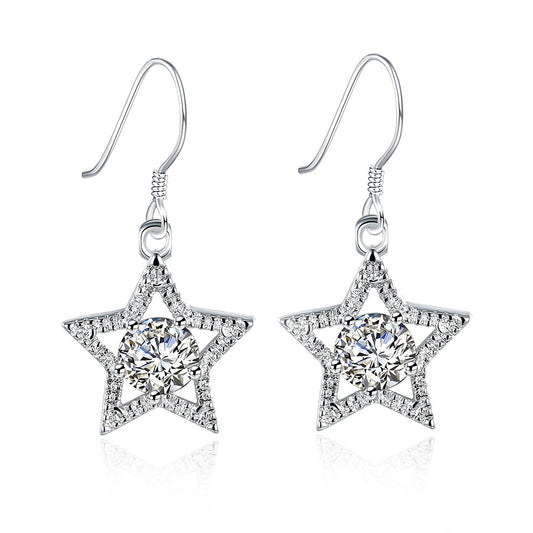Pendientes de joyería de moda de cobre con baño de plata