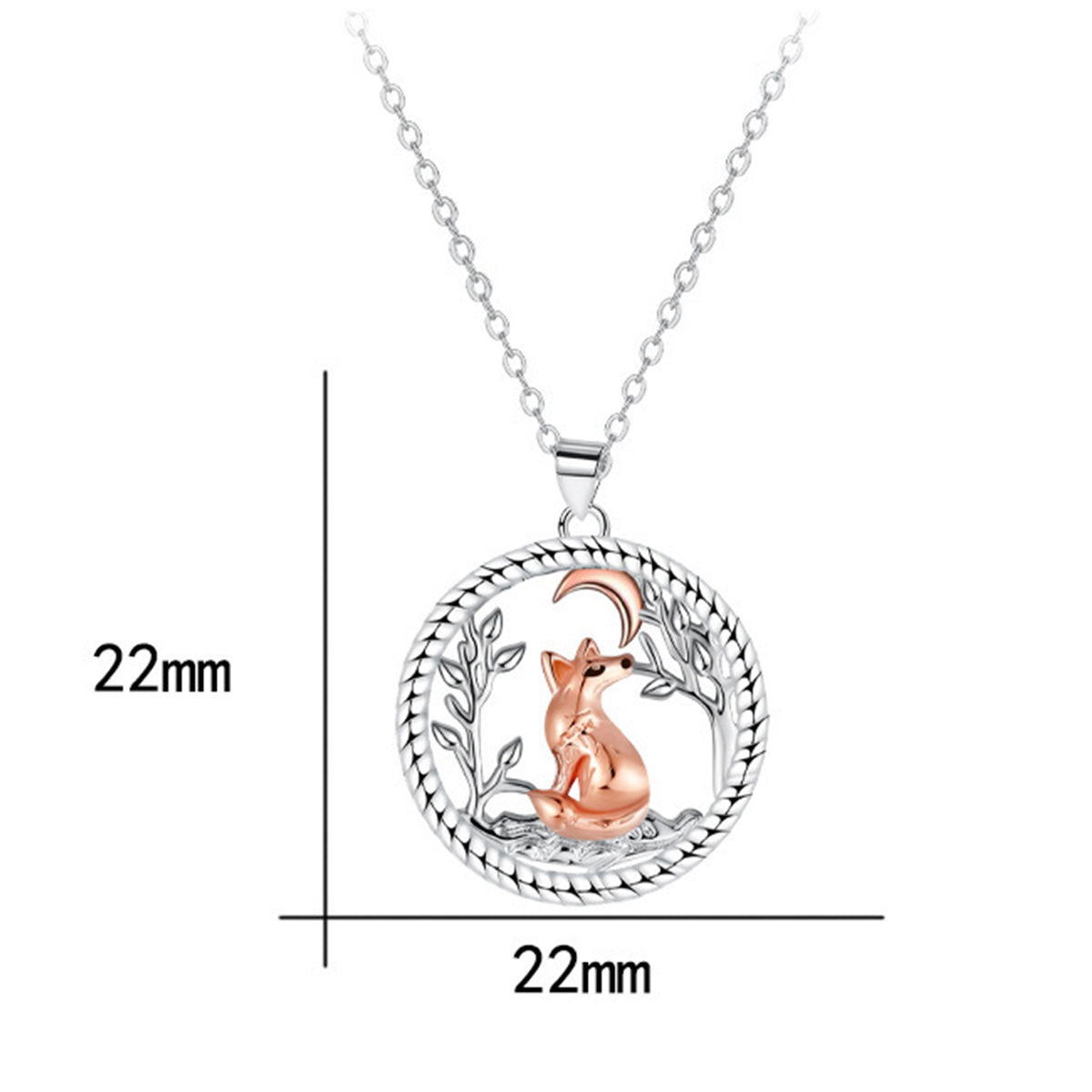 Copper With Silver/Rosegold Plated Moon Pendant Necklace