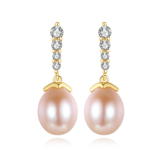 925 Sterling Silver Natural Pearl Drop Earrings Fashion Jewelry Gift for Women Girls