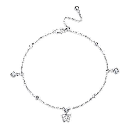 925 Sterling Silver Butterfly Fashion Anklet