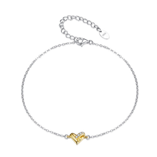 Tobillera de moda de doble capa con diseño de mariposa en plata de ley 925