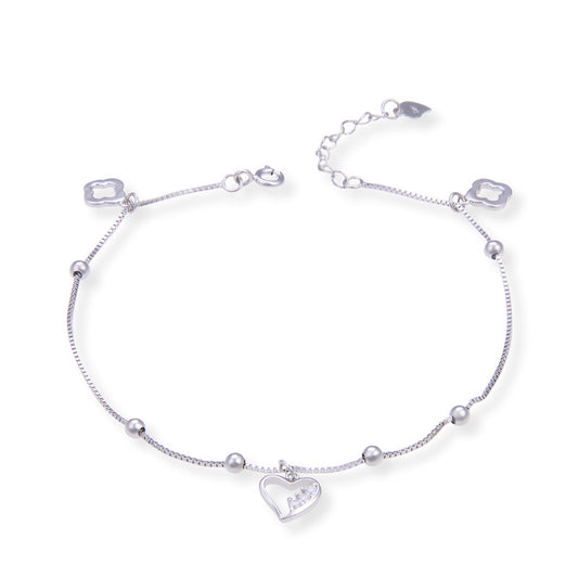 Tobillera de moda de doble capa con diseño de mariposa en plata de ley 925