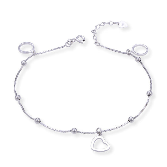 Tobillera de moda de doble capa con diseño de mariposa en plata de ley 925