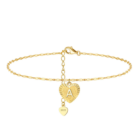 Tobillera de moda de doble capa con diseño de mariposa en plata de ley 925