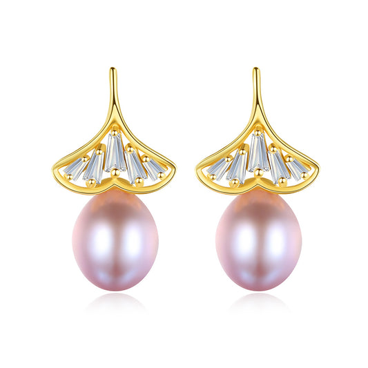 925 Sterling Silver Natural Pearl Drop Earrings Fashion Jewelry Gift for Women Girls
