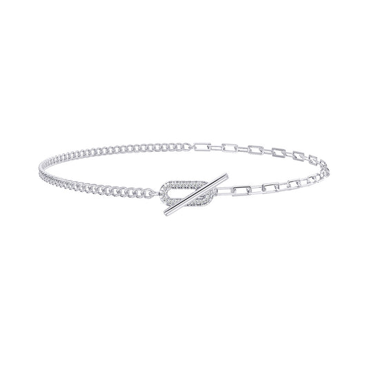 Tobillera de moda de doble capa con diseño de mariposa en plata de ley 925