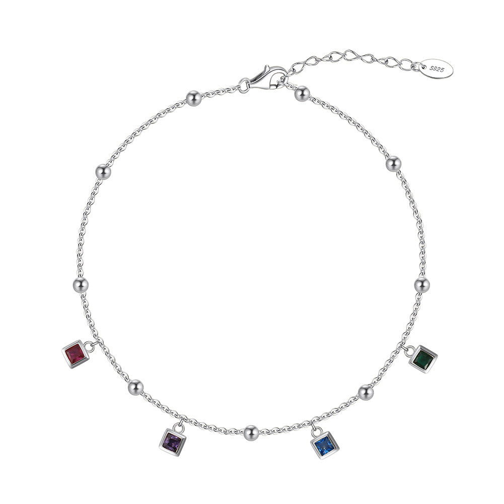 925 Sterling Silver Zircon Fashion Anklet