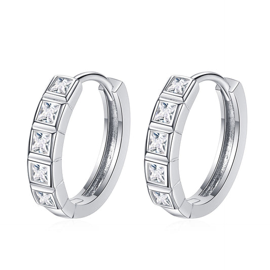 925 Sterling Silver Huggie Moissanite Earrings