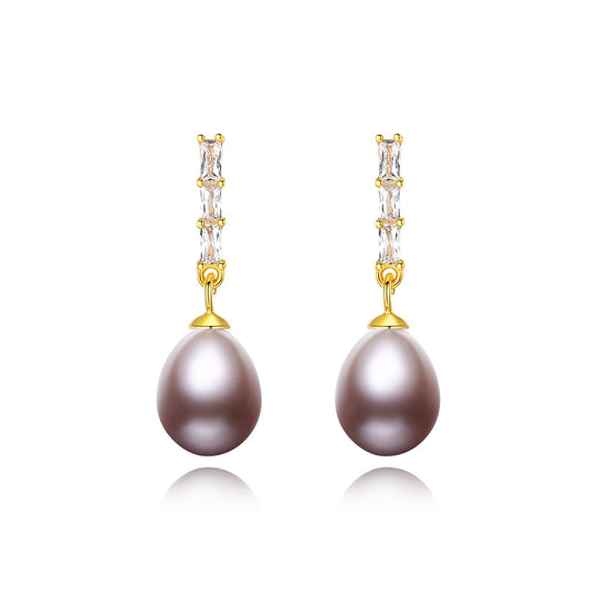 925 Sterling Silver Natural Pearl Drop Earrings Fashion Jewelry Gift for Women Girls