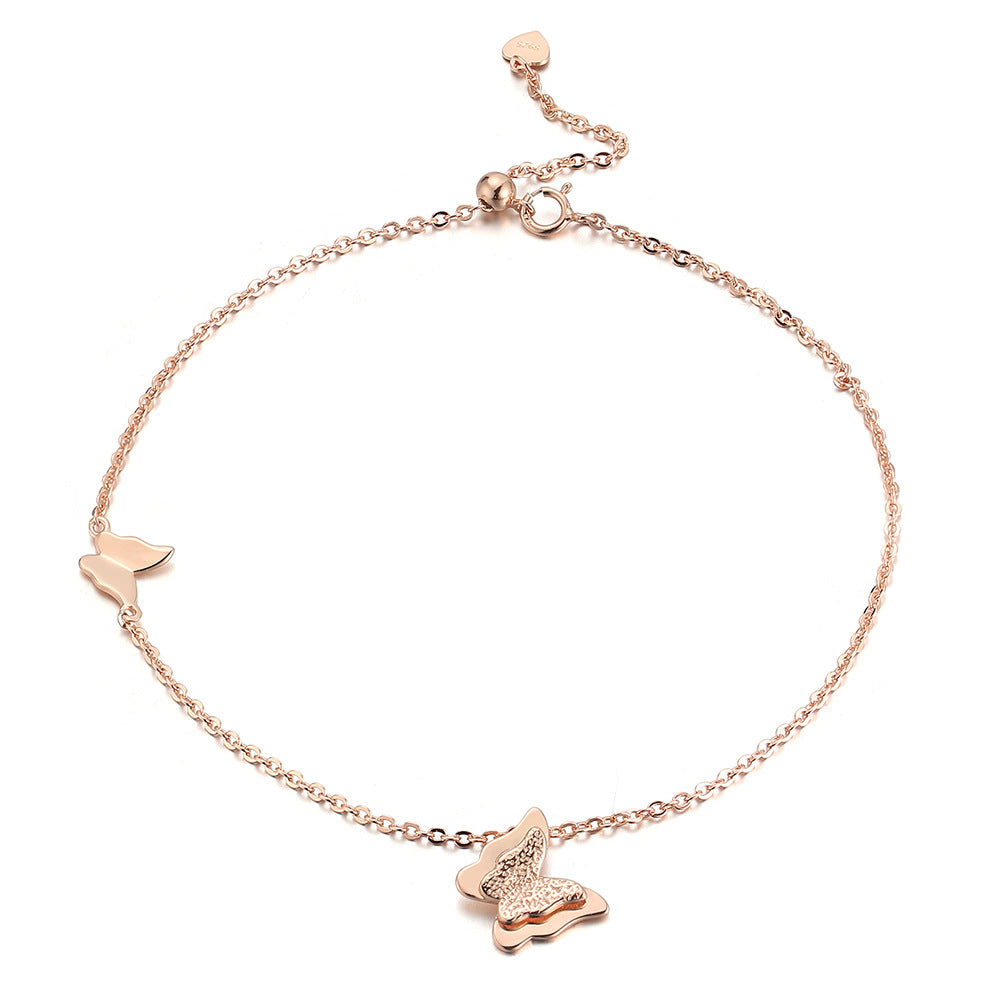 925 Sterling Silver Butterfly Fashion Anklet