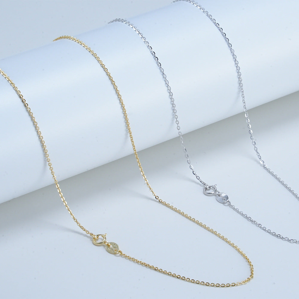Silver Stainless Steel Rolo Chain Necklace, 1mm Thin Round Cable Link 45cm Adjustable Plain Chain