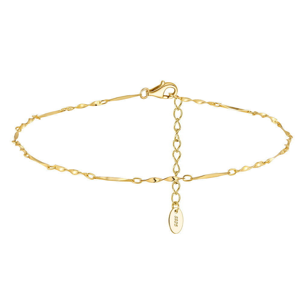 Tobillera de moda de doble capa con diseño de mariposa en plata de ley 925