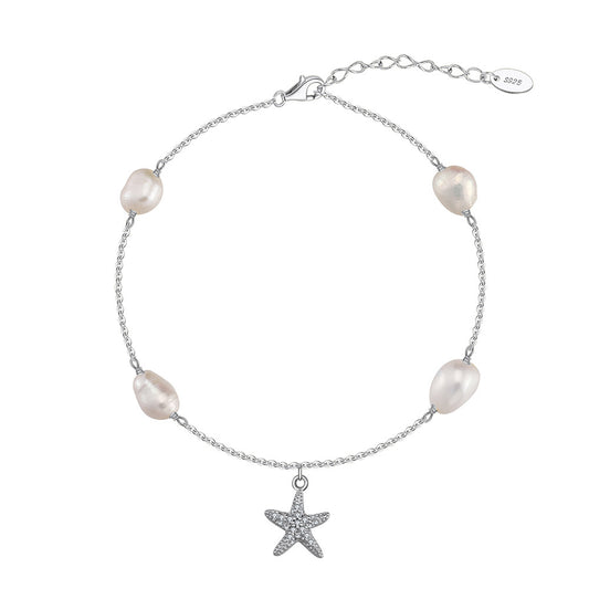 Tobillera de moda de doble capa con diseño de mariposa en plata de ley 925