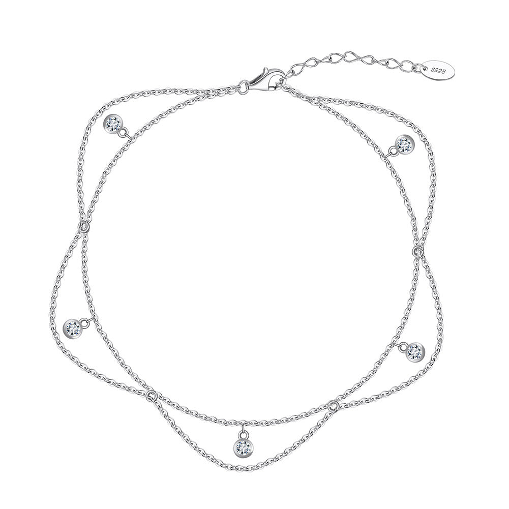 925 Sterling Silver Zircon Fashion Anklet
