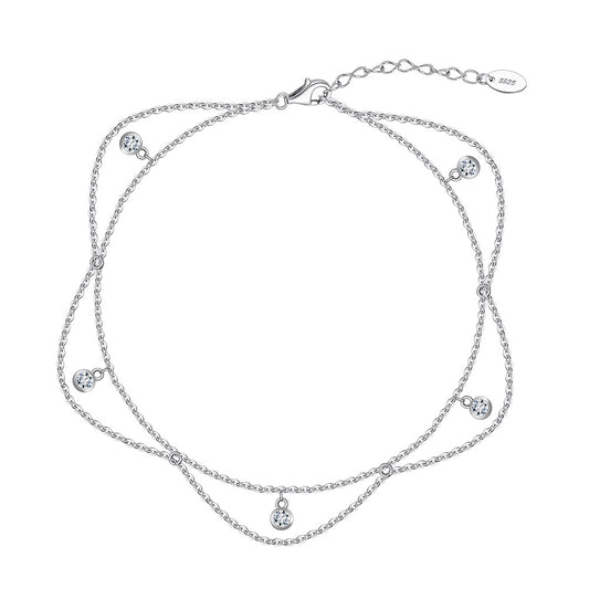 925 Sterling Silver Zircon Fashion Anklet