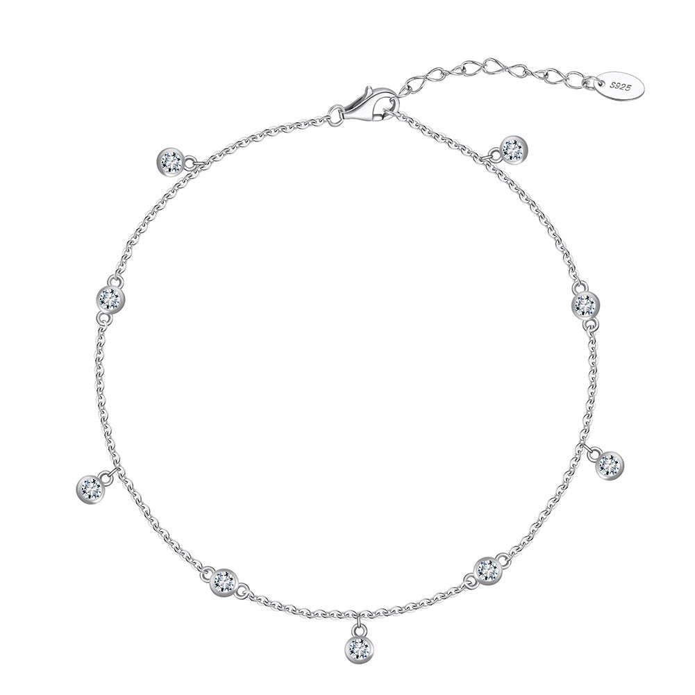 925 Sterling Silver Zircon Fashion Anklet