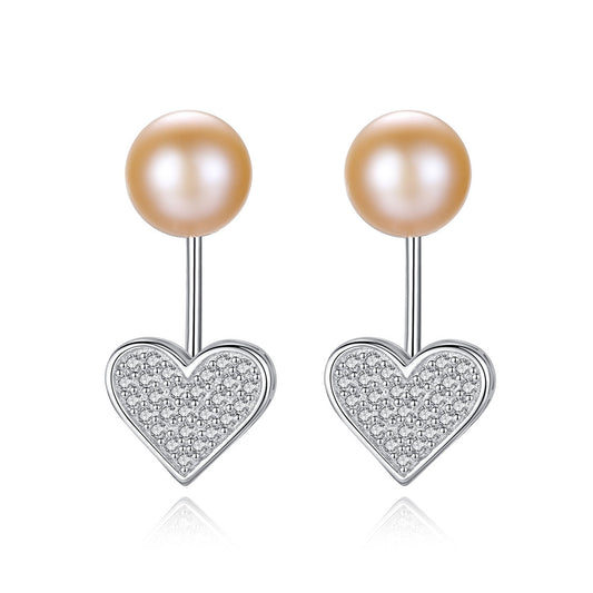 925 Sterling Silver Natural Pearl Long Drop Earrings Fashion Jewelry Gift for Women Girls