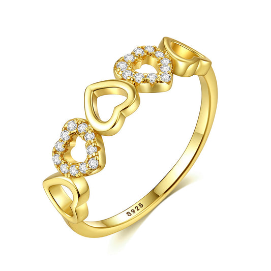 925 Sterling Silver Heart Ring Fashion Jewelry Gift for Women Girls