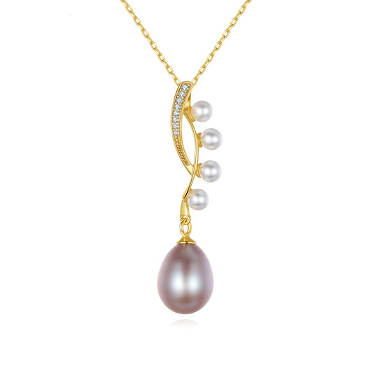 925 Sterling Silver Natural Pearl Drop Necklace Fashion Jewelry Gift for Women Girls
