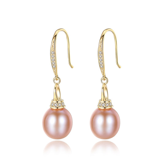 925 Sterling Silver Natural Pearl Drop Earrings Fashion Jewelry Gift for Women Girls