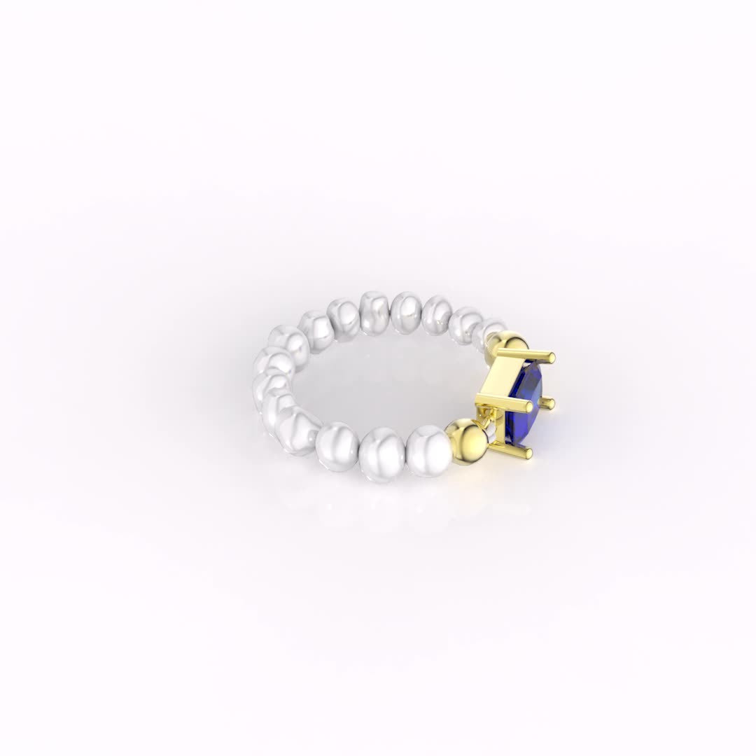 925 Sterling Silver Natural Pearl Ring Fashion Jewelry Gift for Women Girls