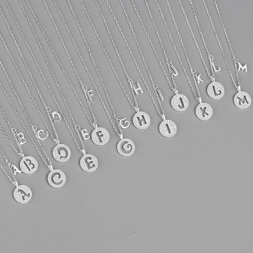 925 Sterling Silver Fashion Letter Pendant Necklace