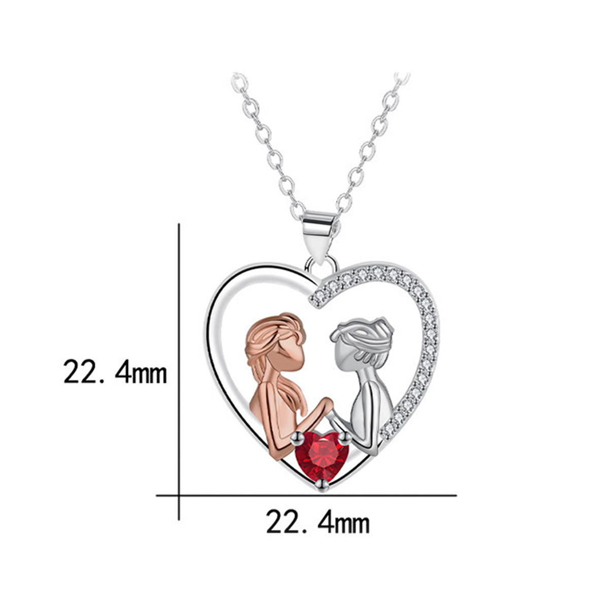 Copper With Silver/Rosegold Plated Heart Pendant Necklace