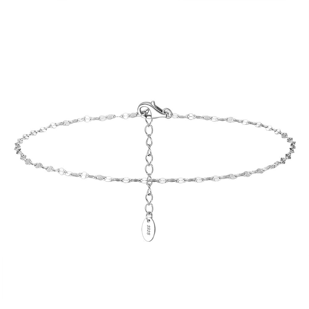 Tobillera de moda de doble capa con diseño de mariposa en plata de ley 925