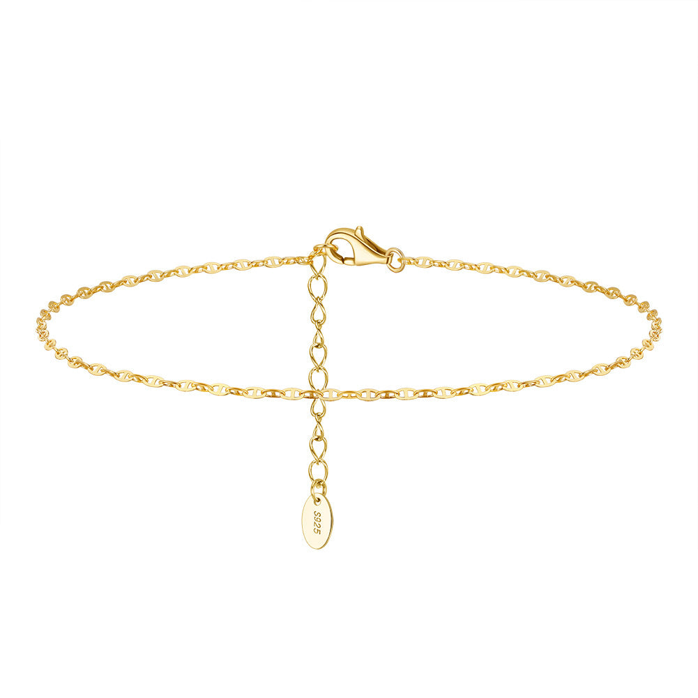 Tobillera de moda de doble capa con diseño de mariposa en plata de ley 925