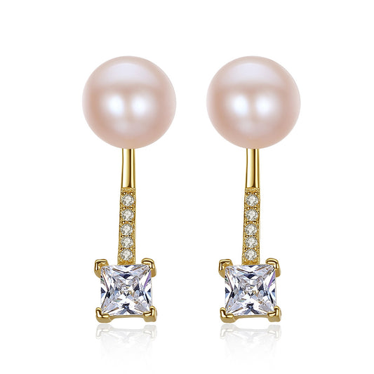 925 Sterling Silver Natural Pearl Drop Earrings Fashion Jewelry Gift for Women Girls