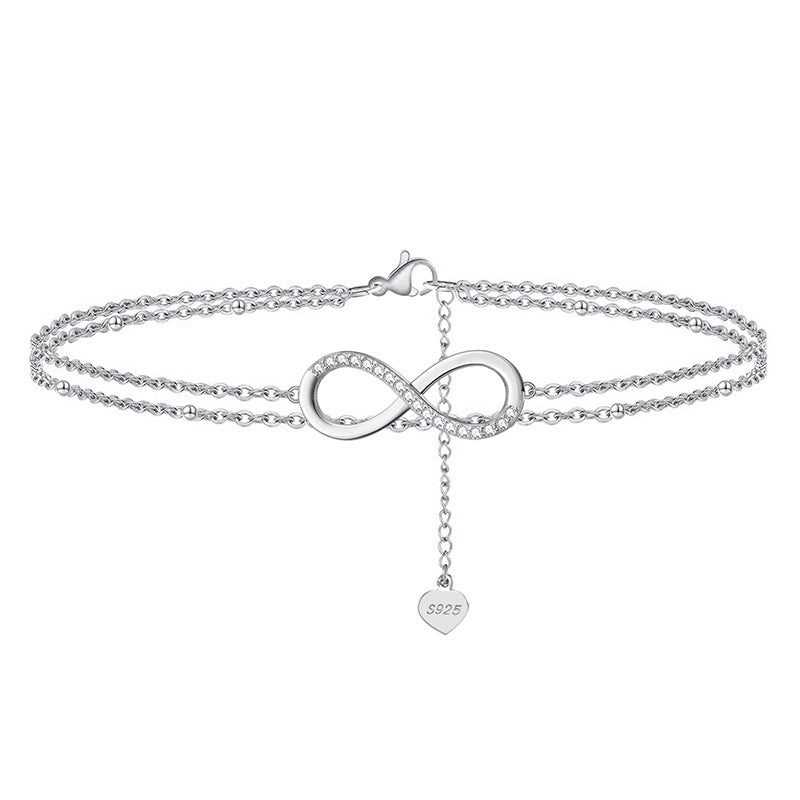 925 Sterling Silver Infinity Fashion Anklet