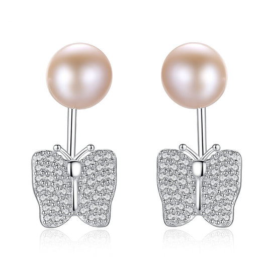 925 Sterling Silver Natural Pearl Drop Earrings Fashion Jewelry Gift for Women Girls