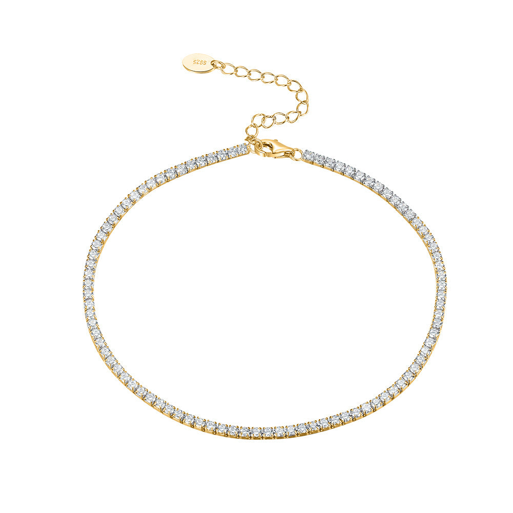 925 Sterling Silver Tennis Fashion Anklet