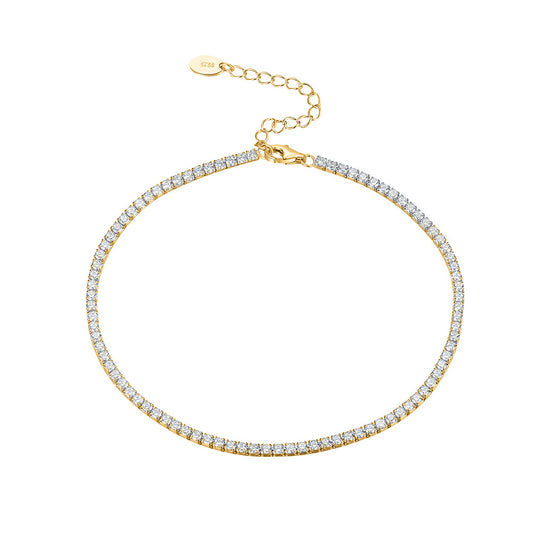 925 Sterling Silver Tennis Fashion Anklet