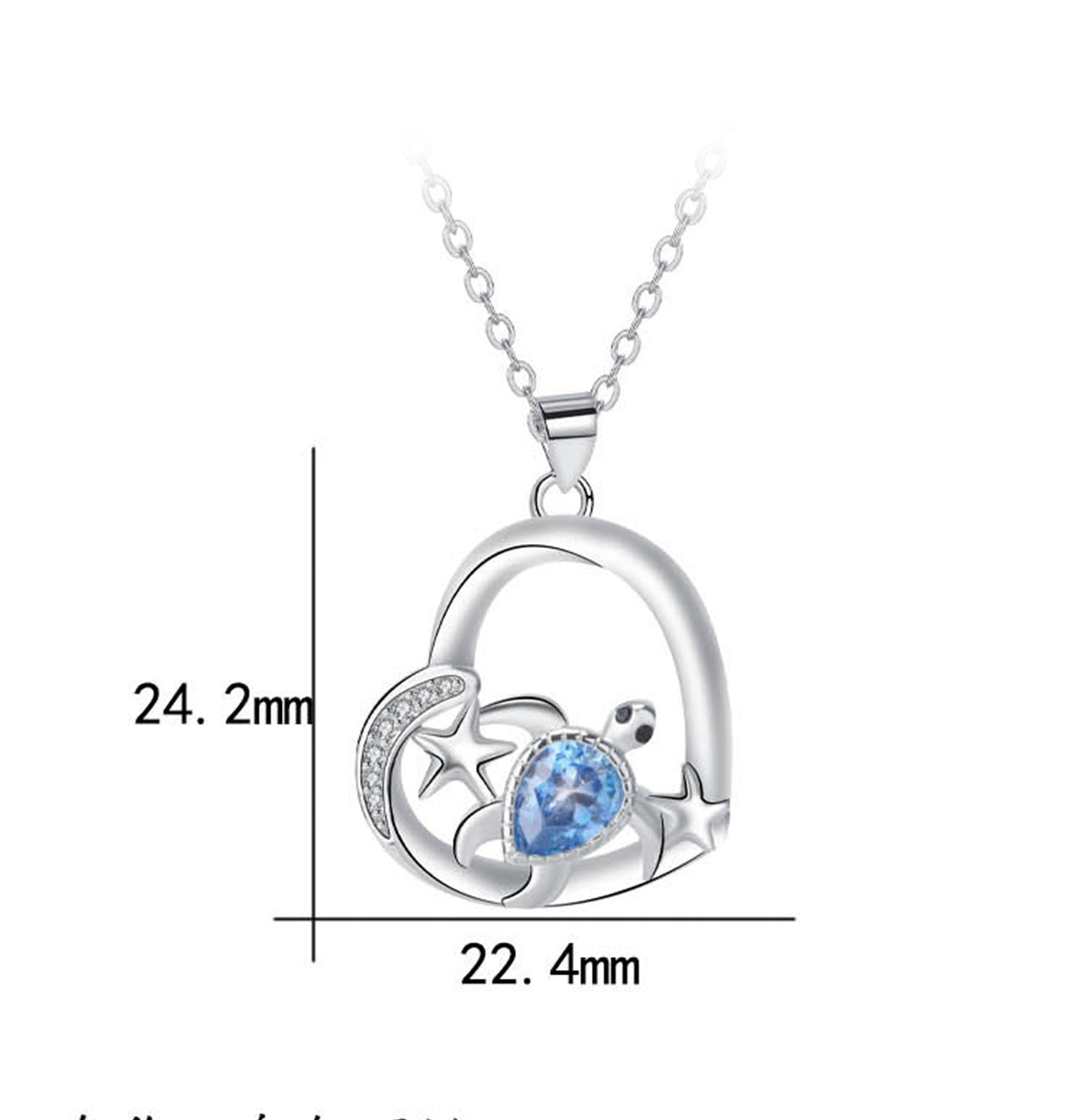 Copper With Silver Plated Heart Turtle Pendant Necklace