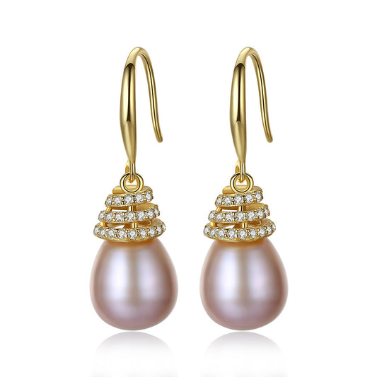925 Sterling Silver Natural Pearl Drop Earrings Fashion Jewelry Gift for Women Girls
