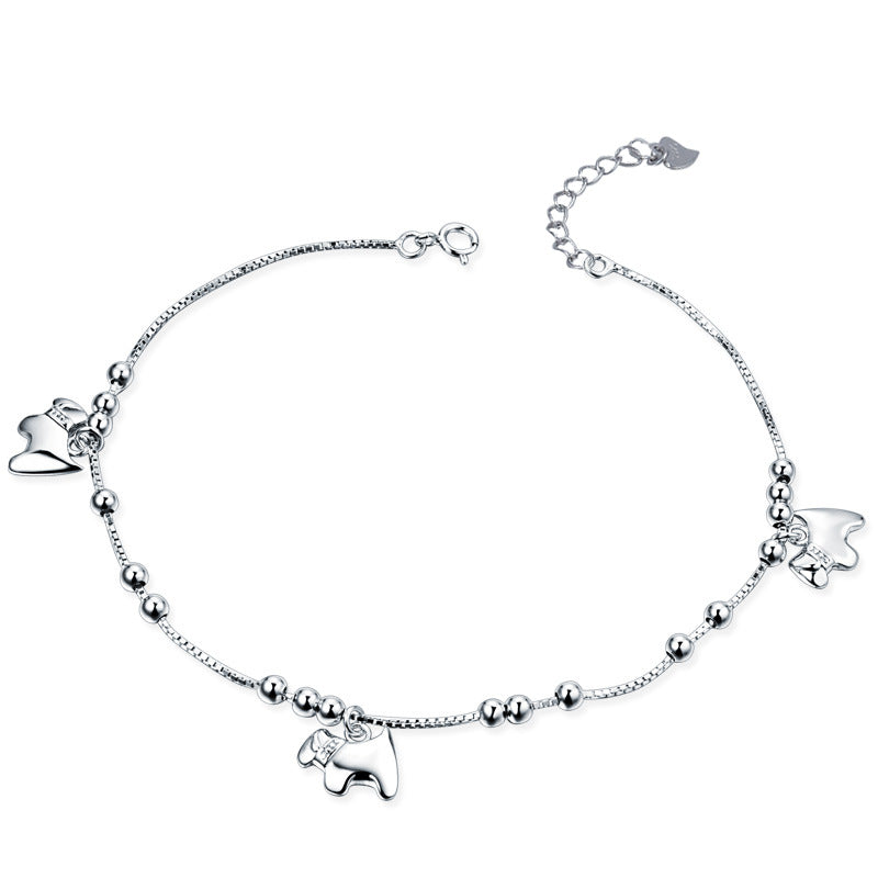 925 Sterling Silver Dog Fashion Anklet