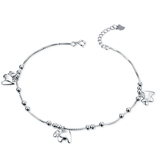 925 Sterling Silver Dog Fashion Anklet