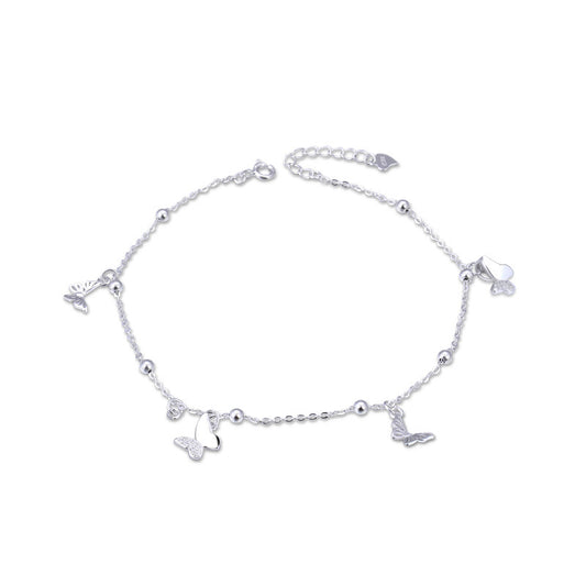 925 Sterling Silver Butterfly Fashion Anklet