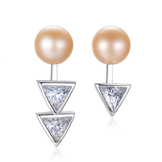 925 Sterling Silver Natural Pearl Long Drop Earrings Fashion Jewelry Gift for Women Girls