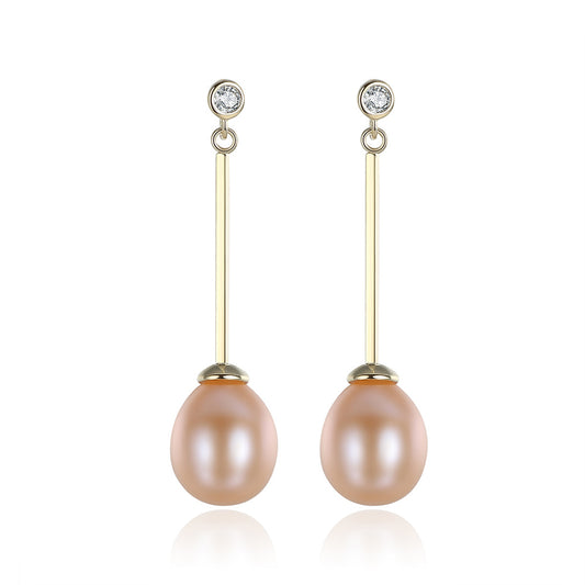 925 Sterling Silver Natural Pearl Long Drop Earrings Fashion Jewelry Gift for Women Girls